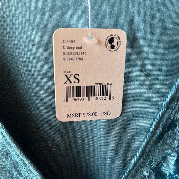 NWT Free People Intimately Elegant Teal Velvet Women's Thong Bodysuit Sz. XS - Picture 3 of 11